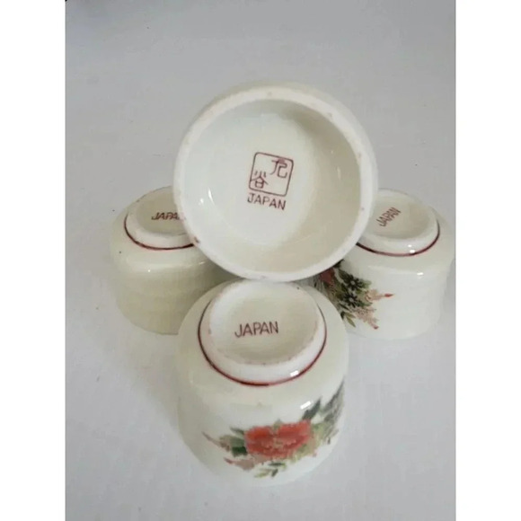 vintage Otagiri  Pheasant scene beige porcelain 4pc Saki set - Picture 5 of 7